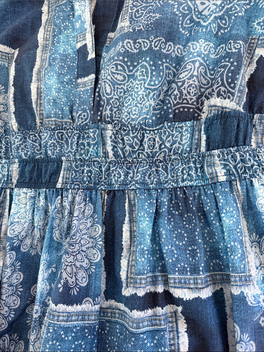 Anthropologie Somerset Maxi Dress Blue Patchwork Print XL Petite - Picture 7 of 11